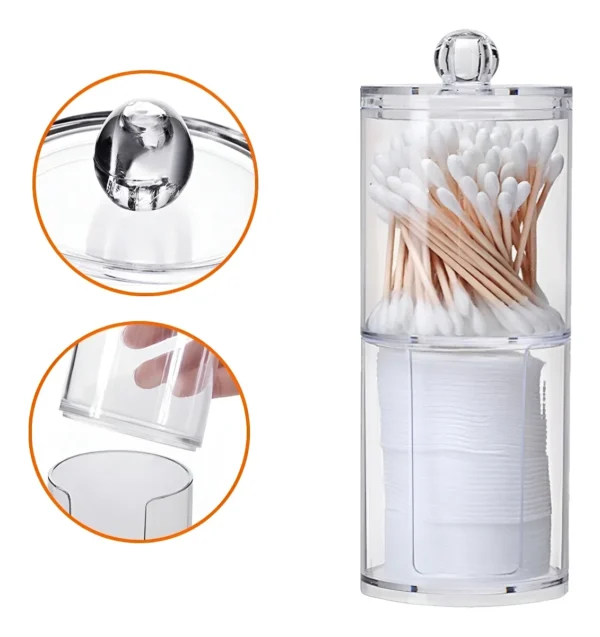 Porta Algodão e Hastes Flexíveis Acrílico