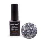 Top Coat Glitter Floco Prata 12Ml - Real Love