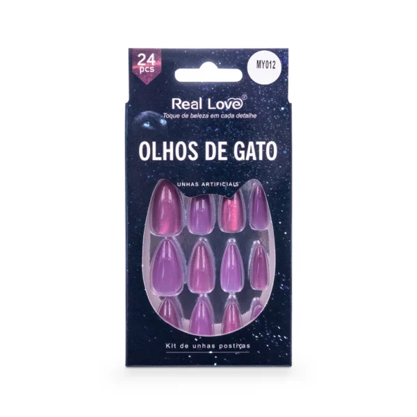 Unha Postiça Almond Olho de Gato 24pcs - Real Love