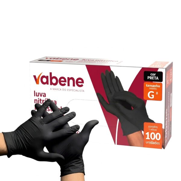 Luva Nitrílica Preta 100 unid - Vabene