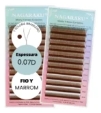 Cílios De Extensão Volume Brasileiro Dark Brown (Marrom) 0.07 D Mix 8-14mm - Nagaraku