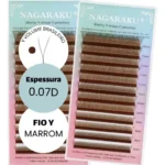 Cílios De Extensão Volume Brasileiro Dark Brown (Marrom) 0.07 D Mix 8-14mm - Nagaraku