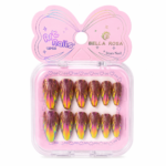 Unha Postiça Almond 3D Efeito Metalizado 12pcs - Bella Rosa