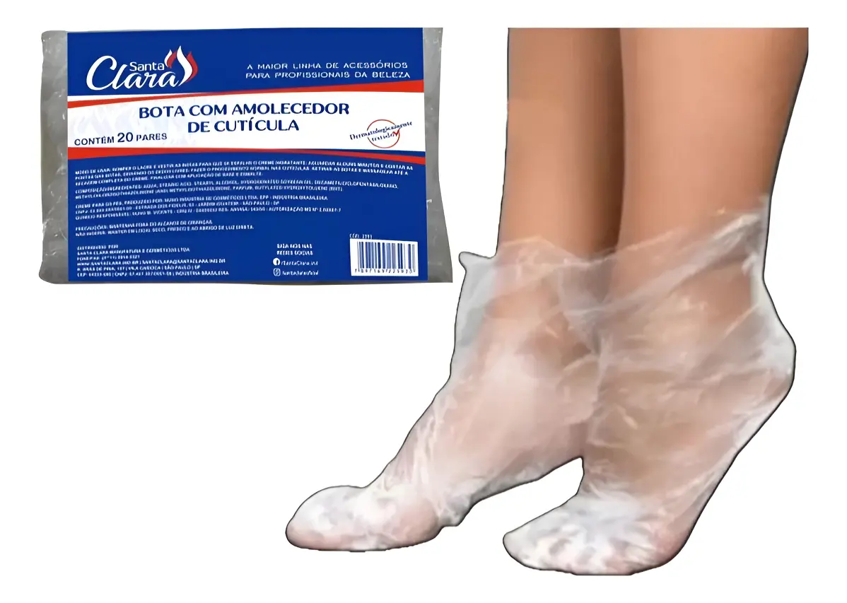 678dc88bb9110986891624ac44cba7fc.webp Kit 20 Pares Botas Pedicure Com Creme Amolecedor De Cutícula - Santa Clara (2593) - Imagem 1